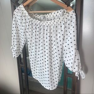 Haute Monde Off the Shoulder Polkadot Top